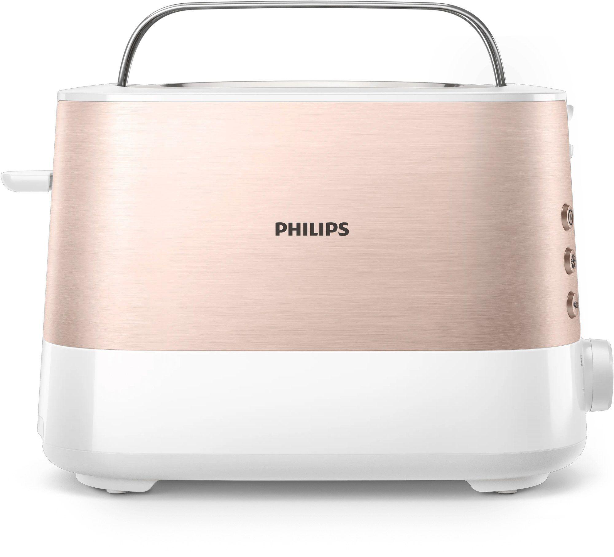 Torradeira PHILIPS Viva Collection HD2638/11 (950 W - Metal - Altura 20,1 cm - Rosa-dourado e Branco) — miniatura 3