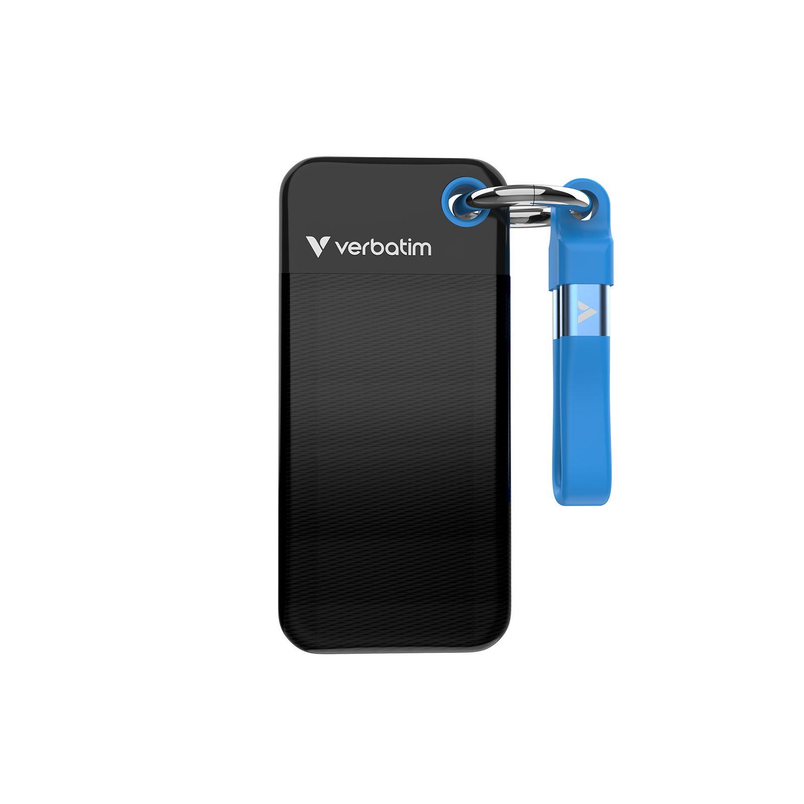 SSD VERBATIM Pocket SSD (1 TB - M.2 - USB Type-C, USB 3.2 Gen 2 - Preto e Azul)