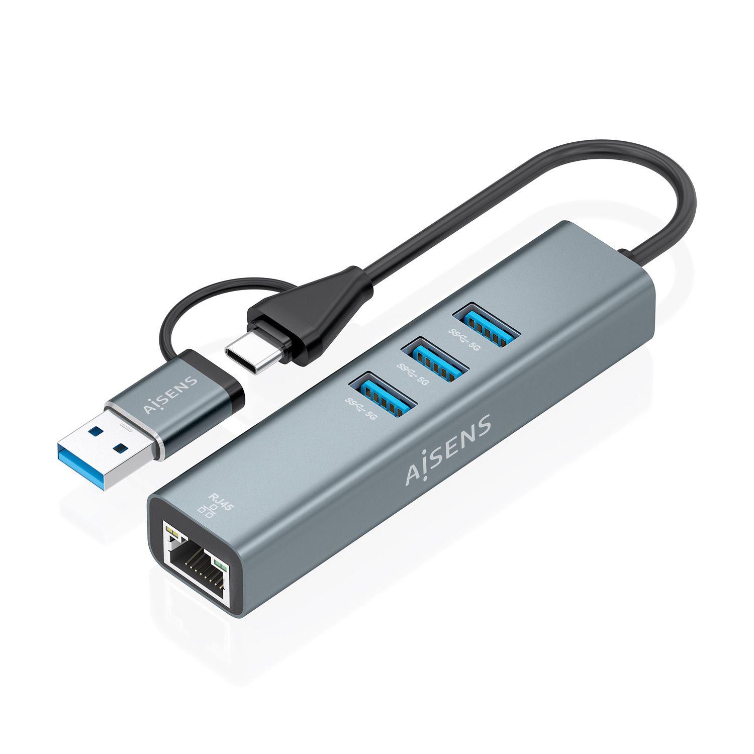 Hub USB-C AISENS A109-1033 (0,15 m - Cinzento)