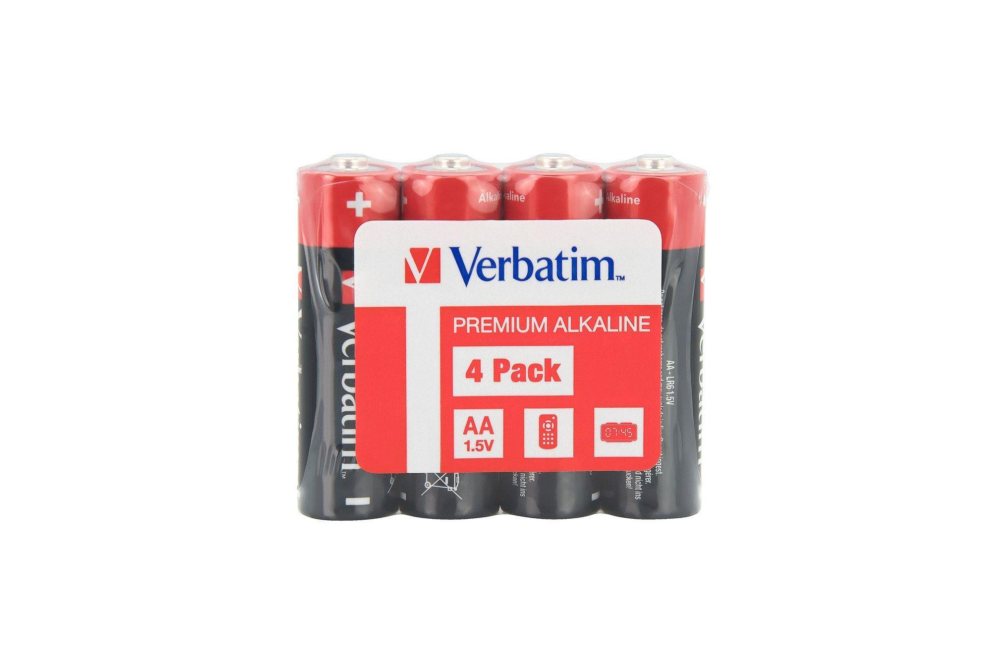 Pilhas Alcalinas VERBATIM AA-LR6 Mignon (Preto e Vermelho)