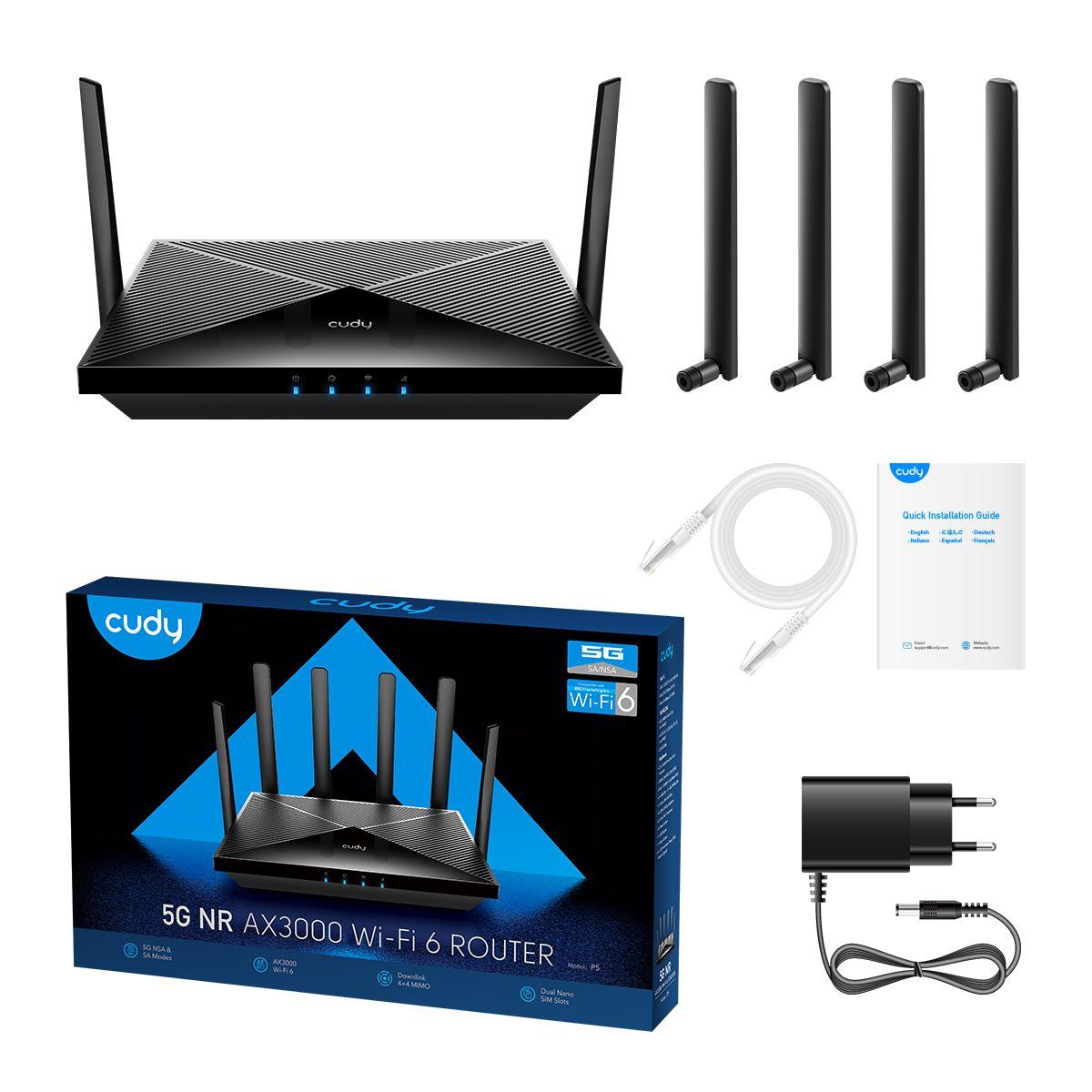 Router 5G CUDY P5 (Wi-Fi 6 - 2402 Mbit/s - Dual-band, 2,4 GHz / 5 GHz - Preto), miniatura 5
