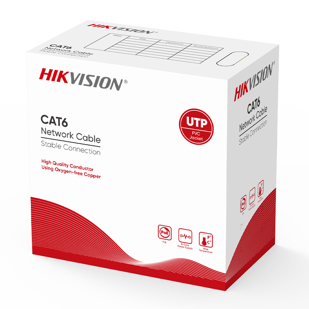 Cabo de Rede HIKVISION DS-1LN6UZC0 (305 m - Categoria 6 - Branco e Cinzento)