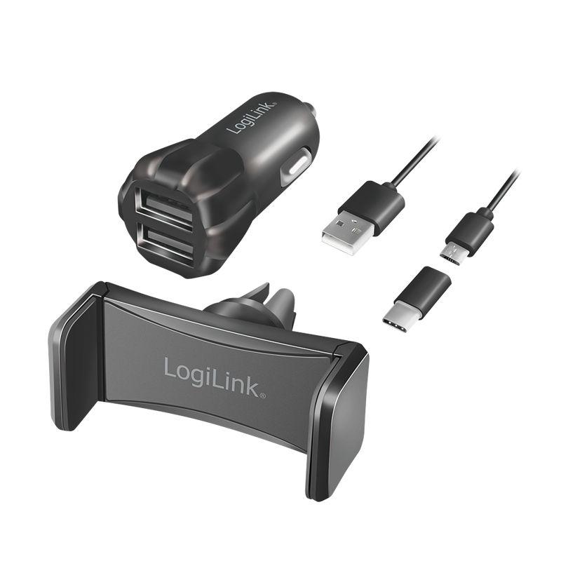 Carregador de Isqueiro USB com Suporte para Telemóvel LOGILINK PA0203 (10 W - Preto), miniatura 8