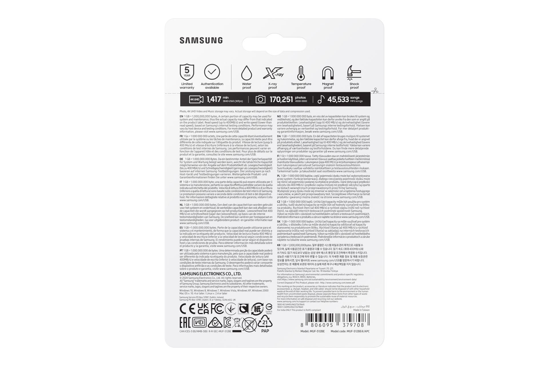 Pen USB SAMSUNG BAR Plus MUF-512BE4/APC (512 GB - Sem tampa - USB Type-A - Cinza Titânio), miniatura 7