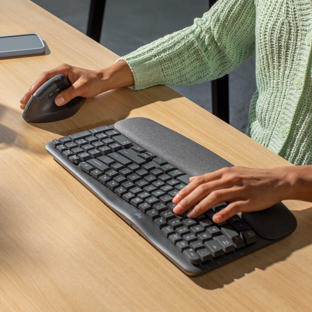 Conjunto de Teclado e Rato LOGITECH Wave Keys and Lift Combo (Alemão - Curvo - Bluetooth - Grafite), miniatura 2