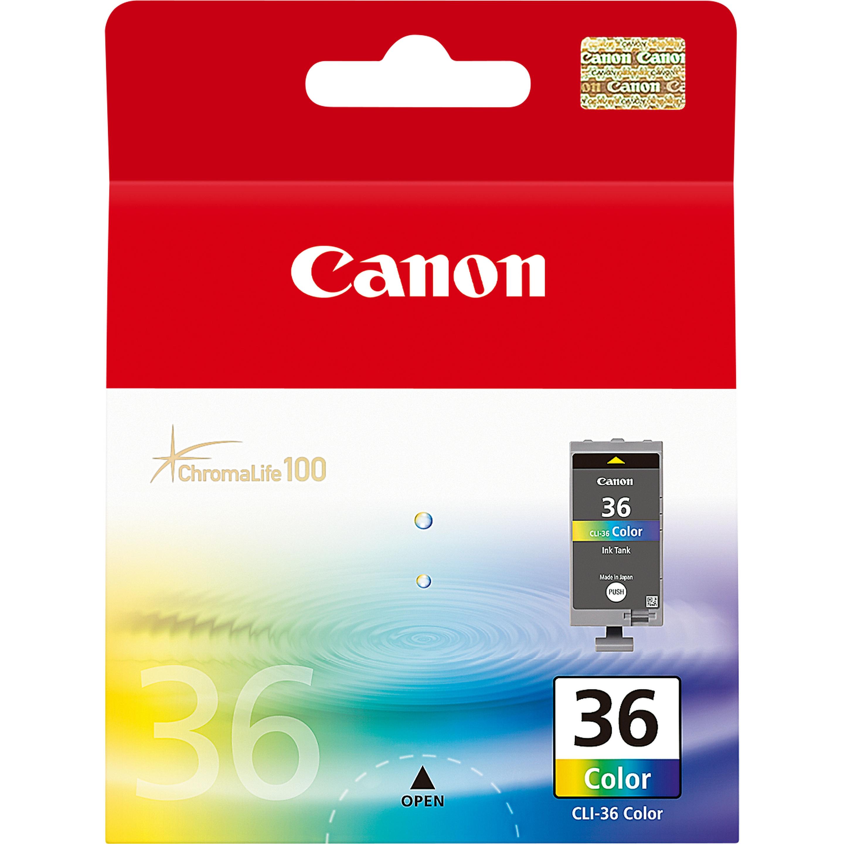 Tinteiro CANON CLI-36 (249 páginas - Ciano, Magenta e Amarelo)