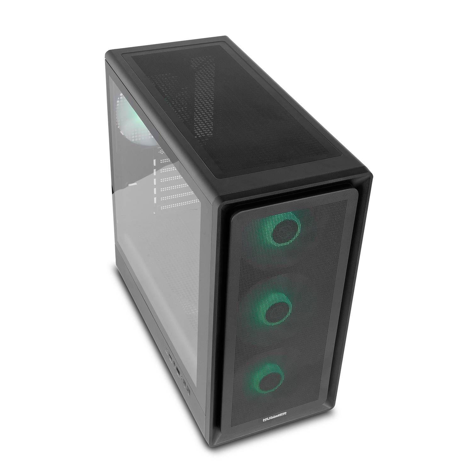 Caixa PC Gaming NOX Hummer Aero Hyperflow ARGB (ATX, ITX, Micro ATX - Midi Tower - 17,4 cm - Preto) — miniatura 3