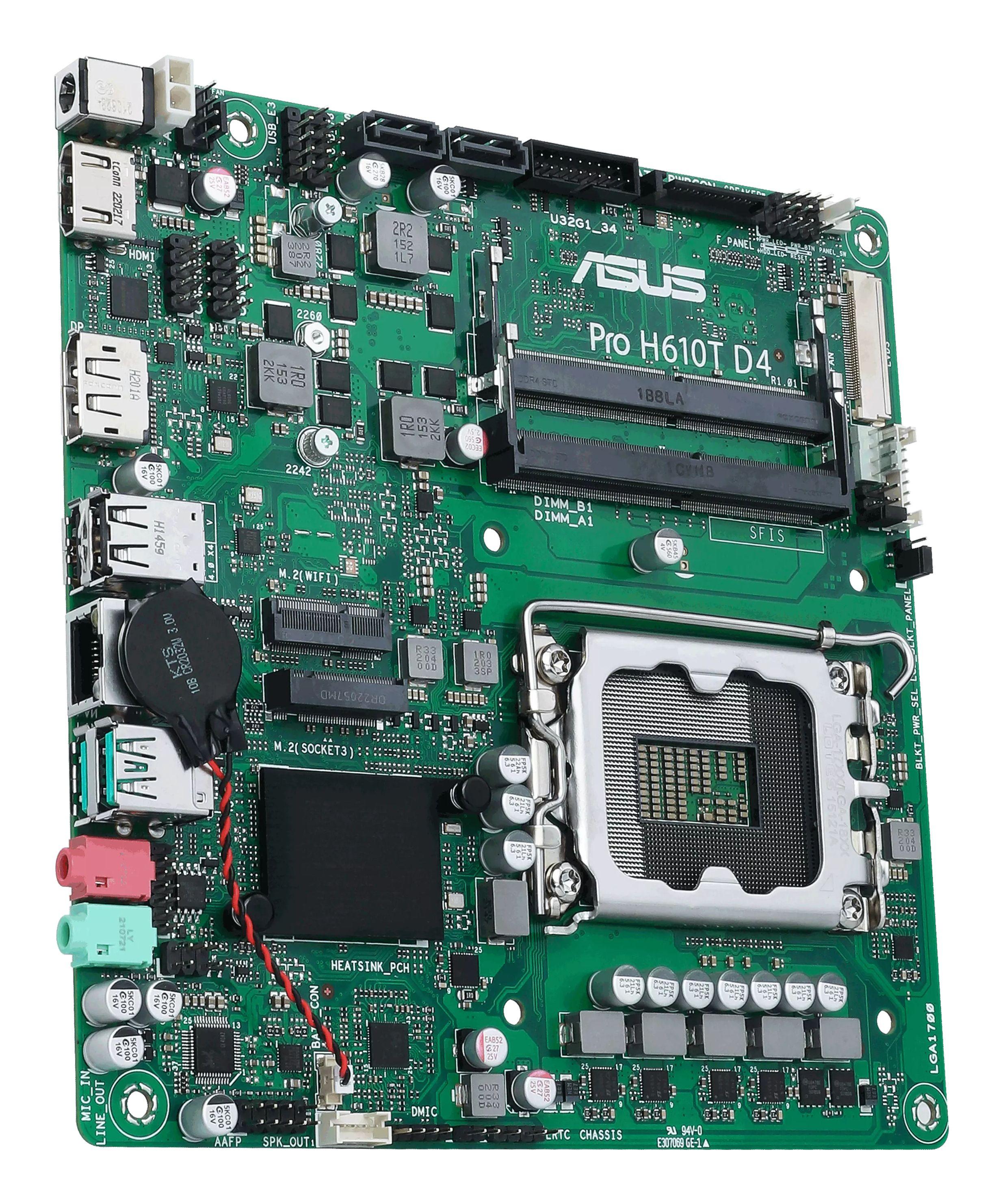 Motherboard ASUS Pro H610T D4-CSM (LGA 1700 - Thin Mini ITX - Duplo canal), miniatura 4