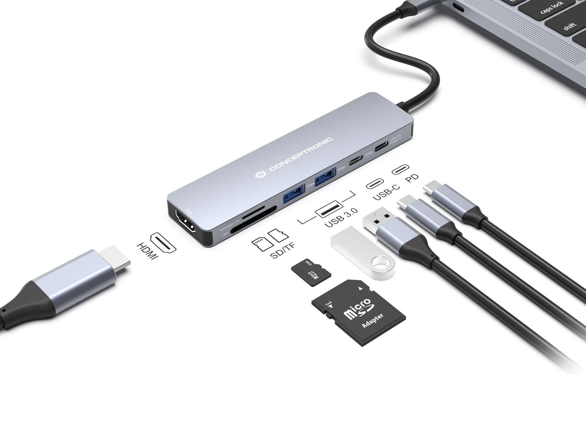 Dock USB-C CONCEPTRONIC DONN28G (0,25 m - Cinzento) — miniatura 3