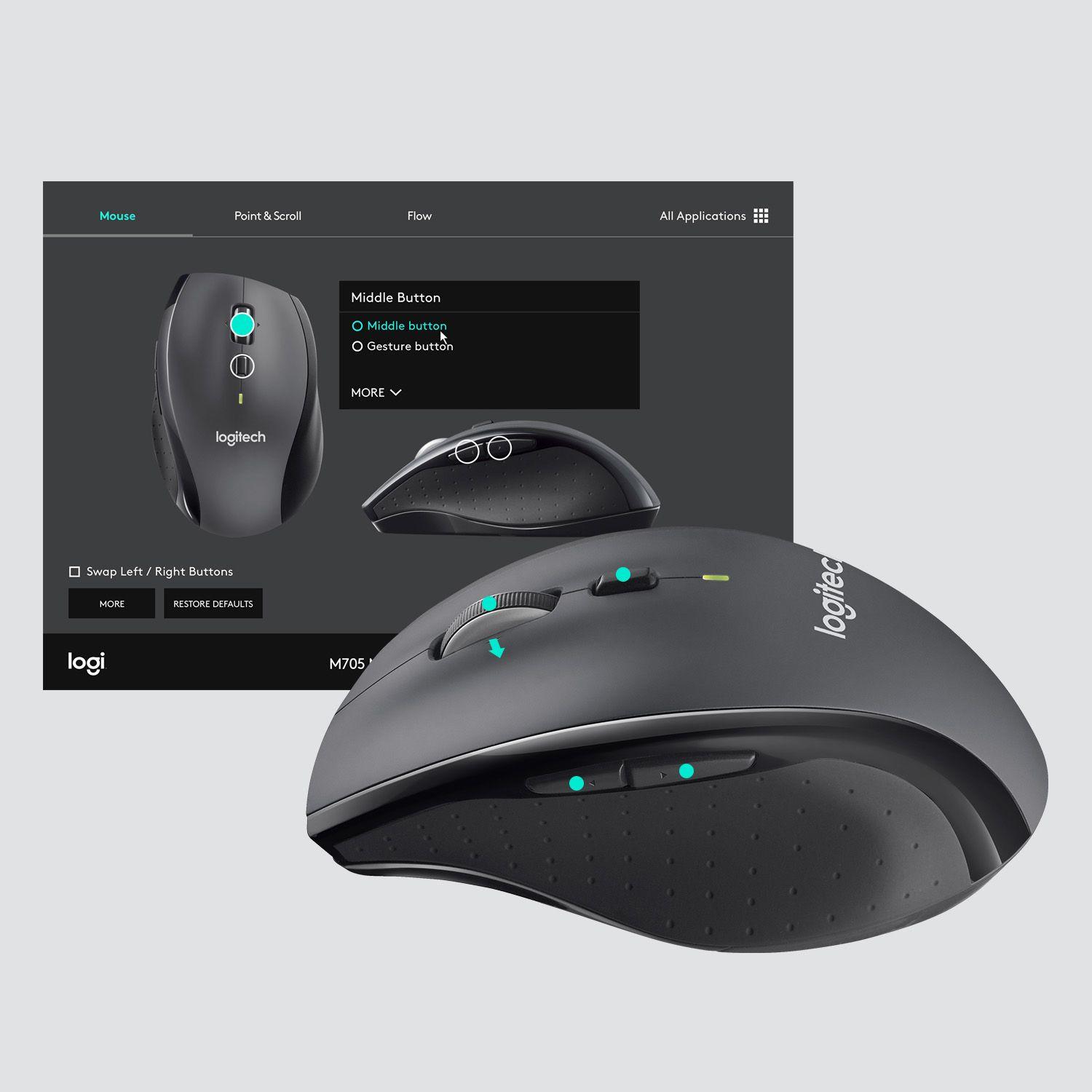 Rato LOGITECH Marathon M705 (Mão direita - 1000 DPI - Ótico - Carvão) — miniatura 4
