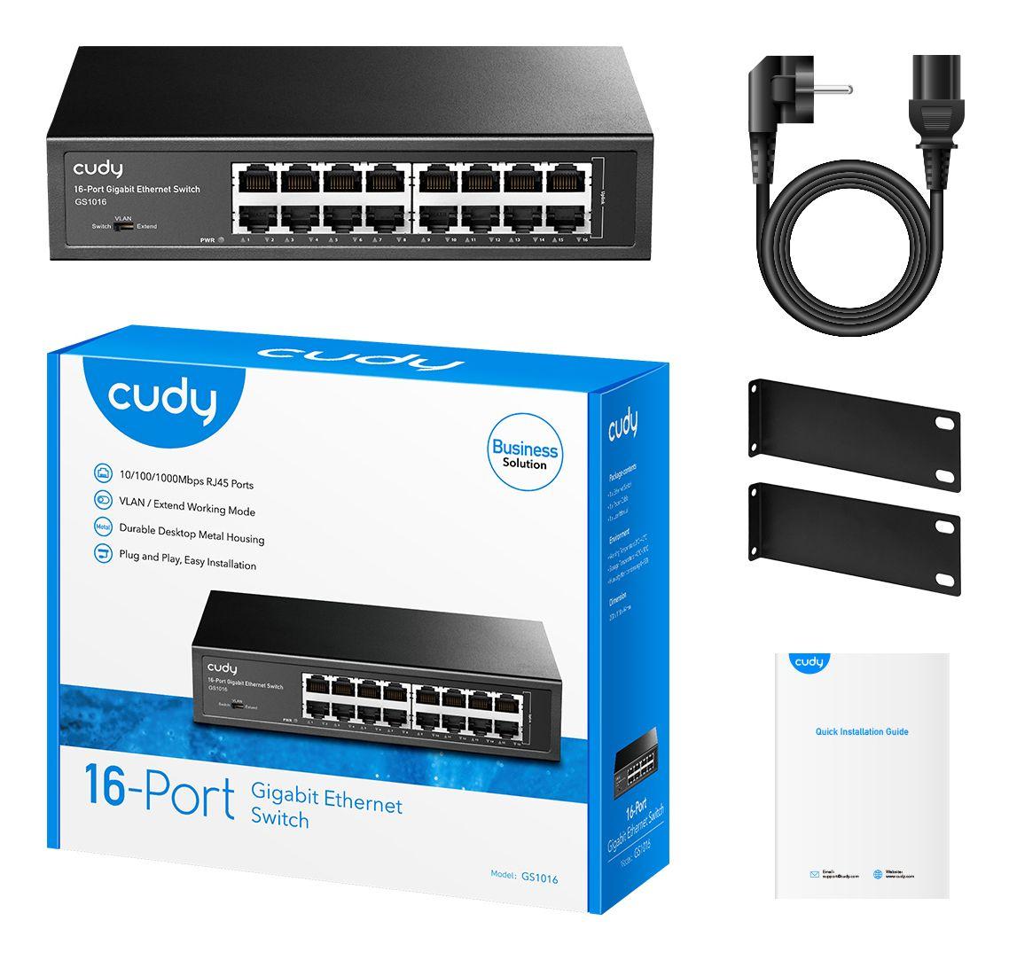 Switch de Rede Não Gerido CUDY GS1016 (RJ-45 Gigabit Ethernet - Gigabit Ethernet - 4,1 MB - Preto), miniatura 3