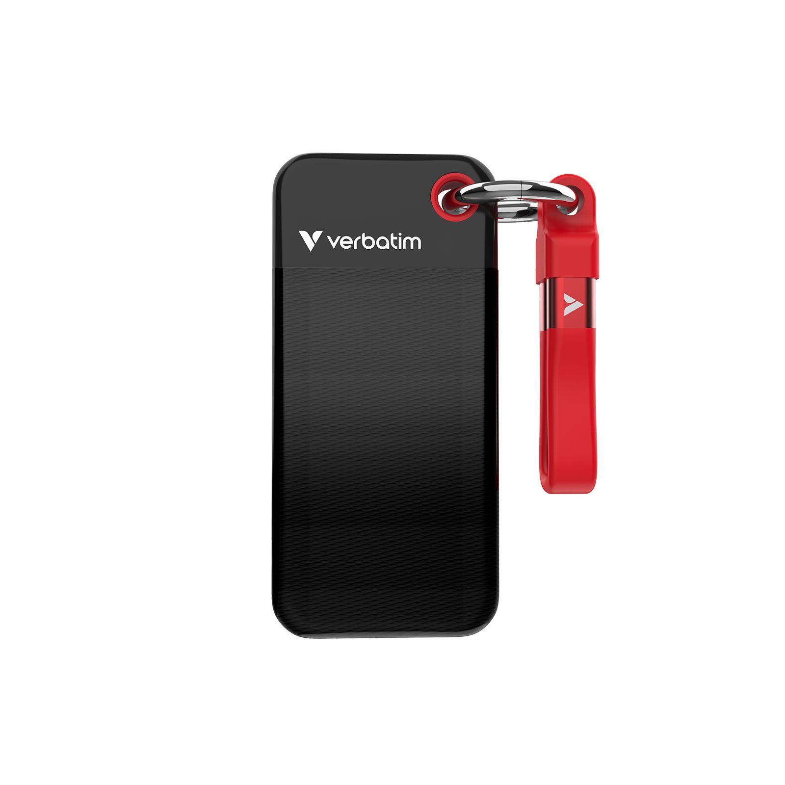SSD VERBATIM Pocket SSD USB 3.2 32196 (2 TB - M.2 - USB Type-C - Preto/Vermelho)