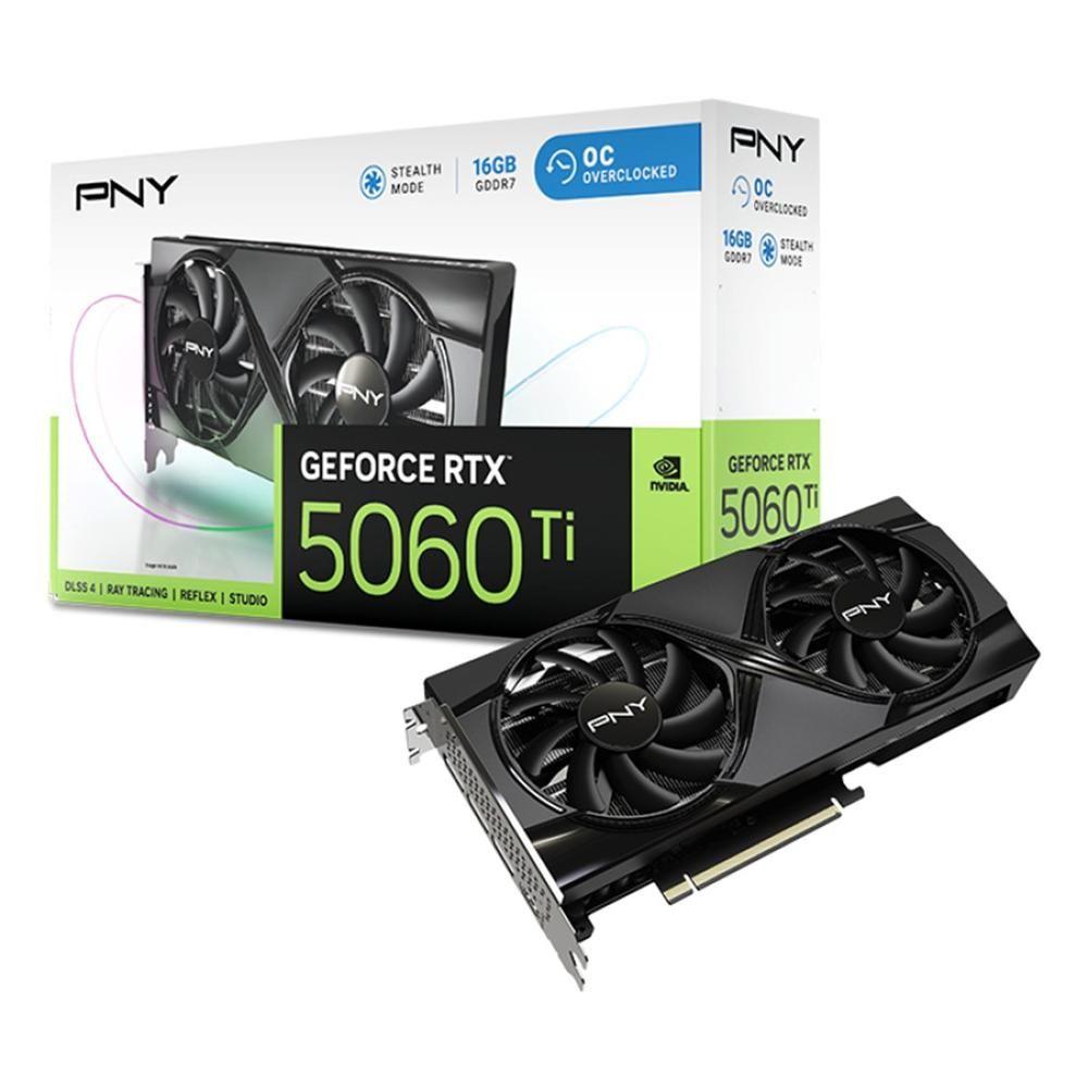 Placa Gráfica PNY GeForce RTX 5060 Ti 16GB OC (GeForce RTX 5060 Ti - 28 Gbit/s - 16 GB - Preto)