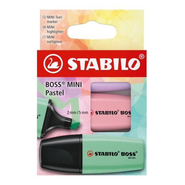 Marcadores Fluorescentes STABILO BOSS MINI Pastel (Verde, Rosa e Violeta)