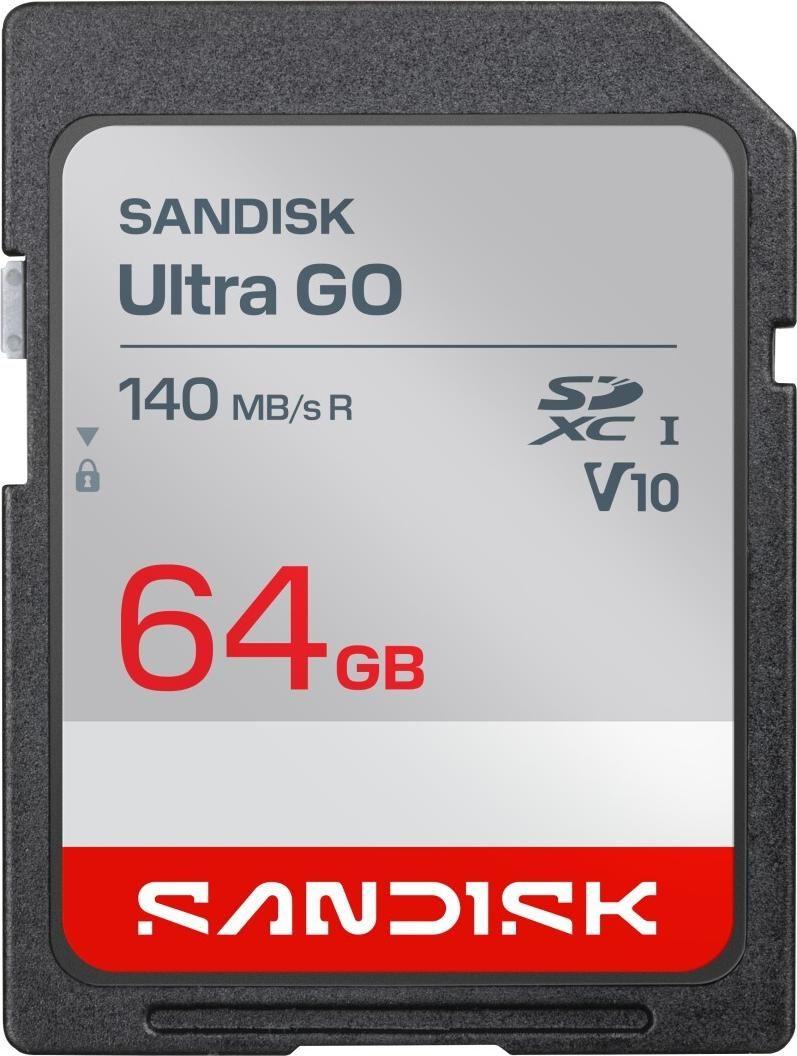 Cartão de Memória SANDISK Ultra Go SDSDUGN-064G-GN6IN (64GB - 140 MB/s - Preto)
