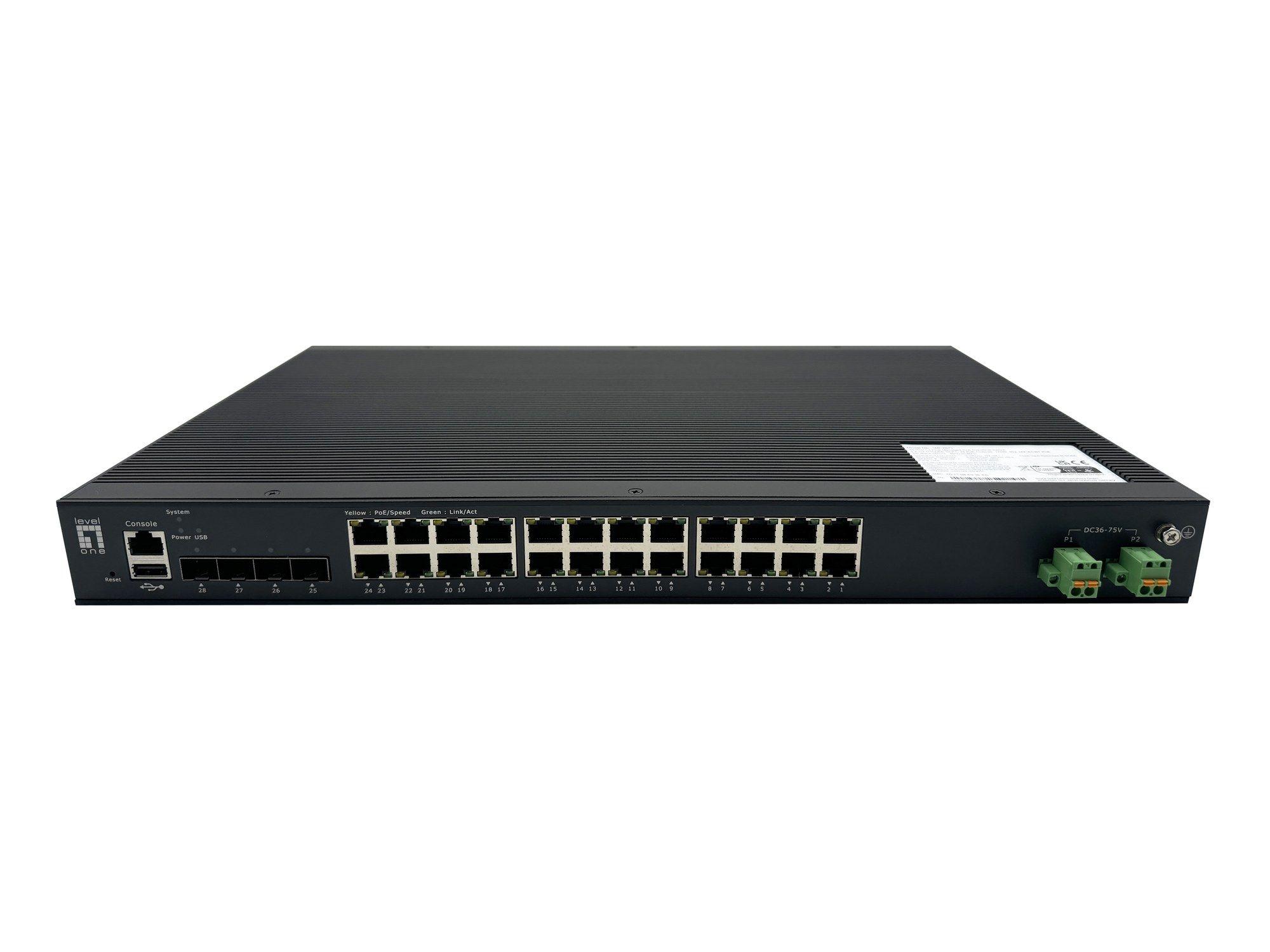 Switch de Rede Industrial LEVELONE IXP-2871 (Gigabit Ethernet - 12 MB - 128 Gbit/s - Preto)