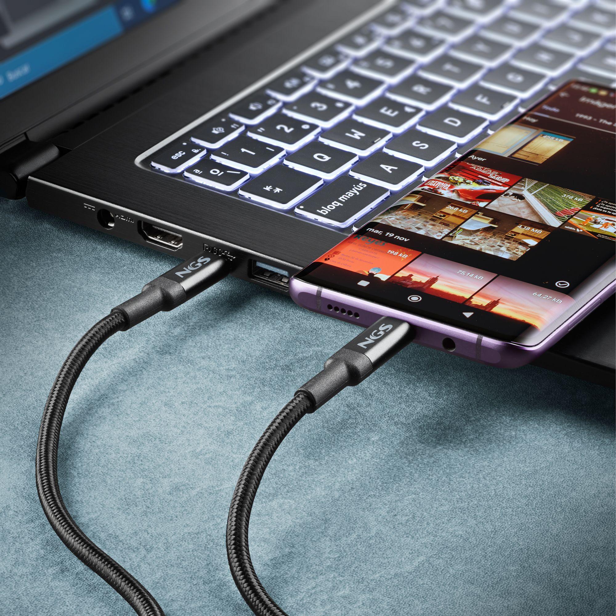 Cabo USB-C NGS KNOT100W-2 (2 m - USB C - Preto) — miniatura 8