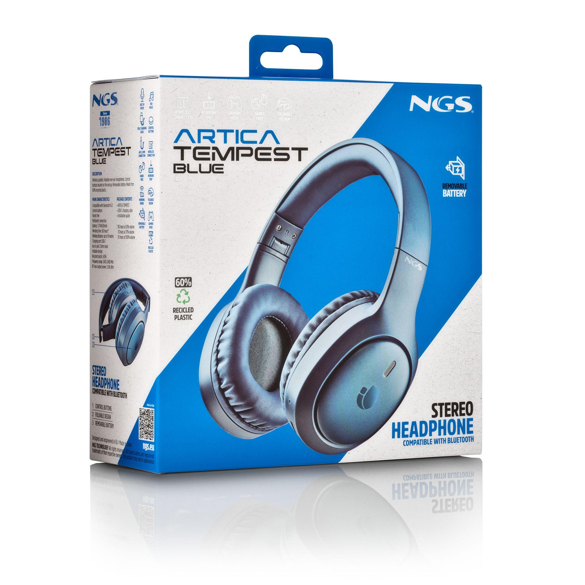 Auscultadores NGS Artica Tempest (Binaural - Com fios e sem fios - Supra-aural - Azul), miniatura 6