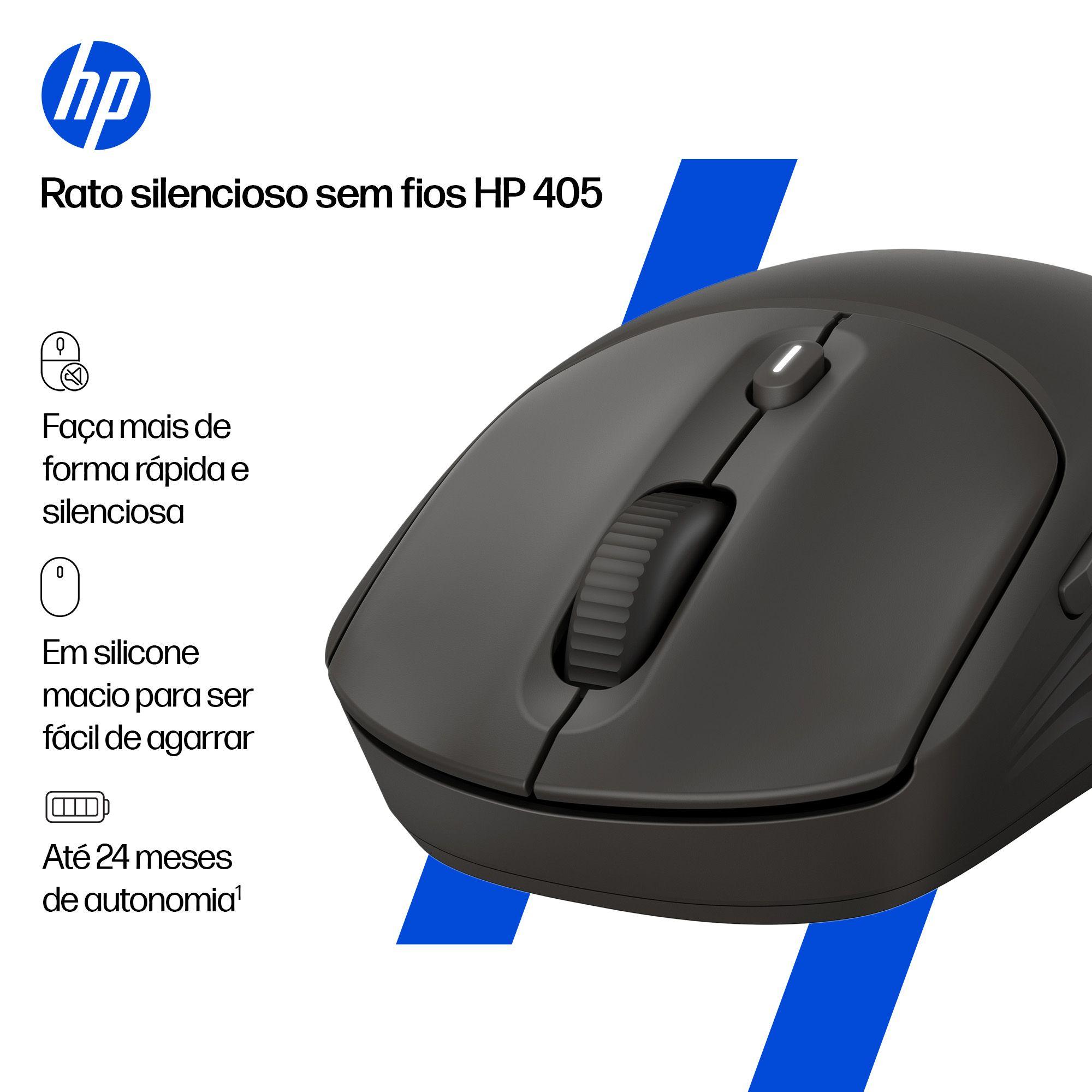 Rato HP 405 Silent (Ambidestro - 1200 DPI - Ótico - Preto), miniatura 6