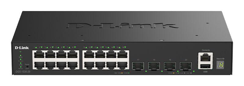 Switch Gerido D-LINK DGS-1530-20/E (Gigabit Ethernet - 10/100/1000 Mbit/s - 1,5 MB - Preto)