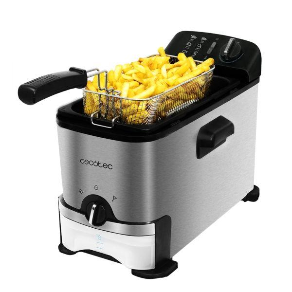 Fritadeira CECOTEC CleanFry Infinity 3000 (2400 W - 190 °C - Botões, rotativo - Preto e Aço Inoxidável)