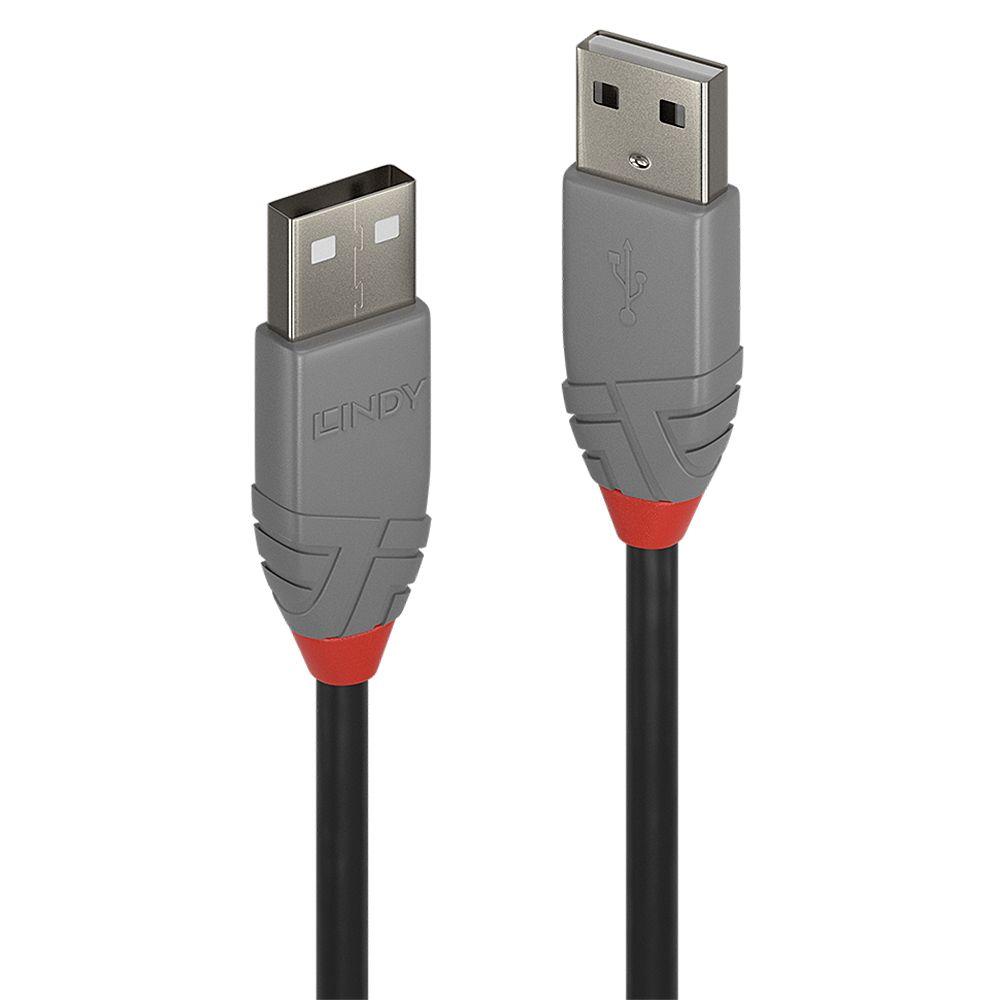 Cabo USB LINDY 36691 (0,5 m - USB A - Preto e Cinzento)