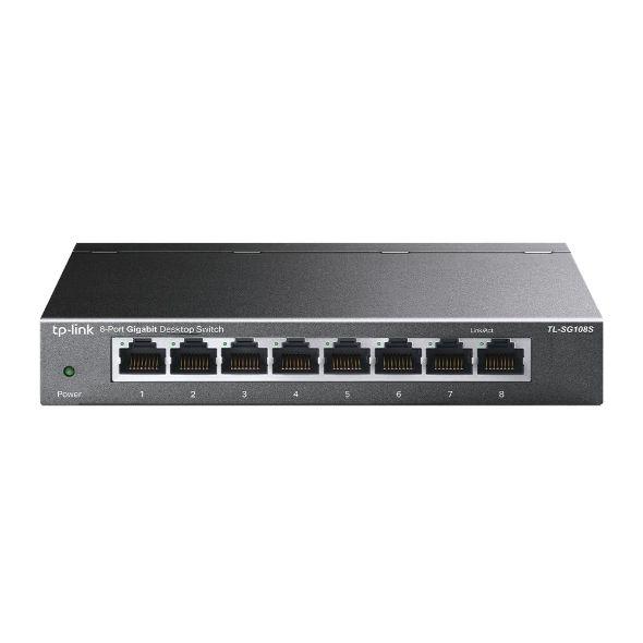 Switch TP-LINK TL-SG108S(UN) (10, 100, 1000 Mbit/s - Gigabit Ethernet - 1,5 MB - Preto)