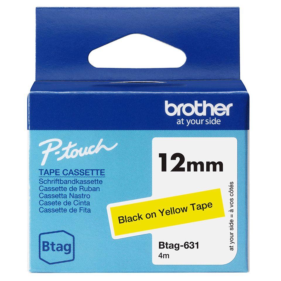 Fita de Rotuladora BROTHER BTAG-631 (Preto sobre Amarelo)