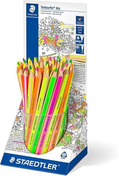 Lápis Marcador Fluorescente STAEDTLER Top Star Dry (Madeira natural - Verde, Laranja, Rosa e Amarelo), imagem 1