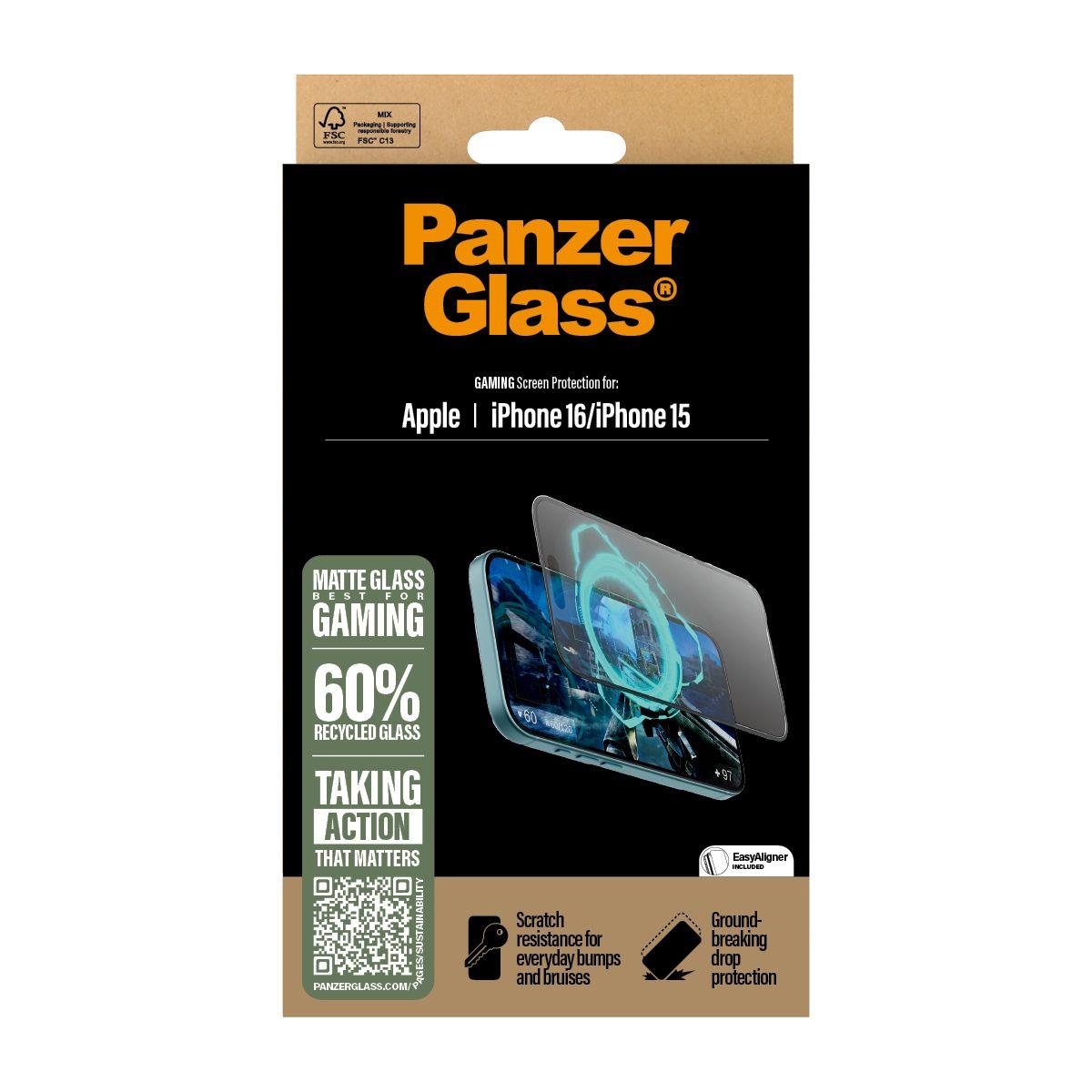 Película Protetora de Ecrã PANZERGLASS Gaming Ultra-Wide Fit para iPhone 15/16 (6,1" - Transparente) — miniatura 3