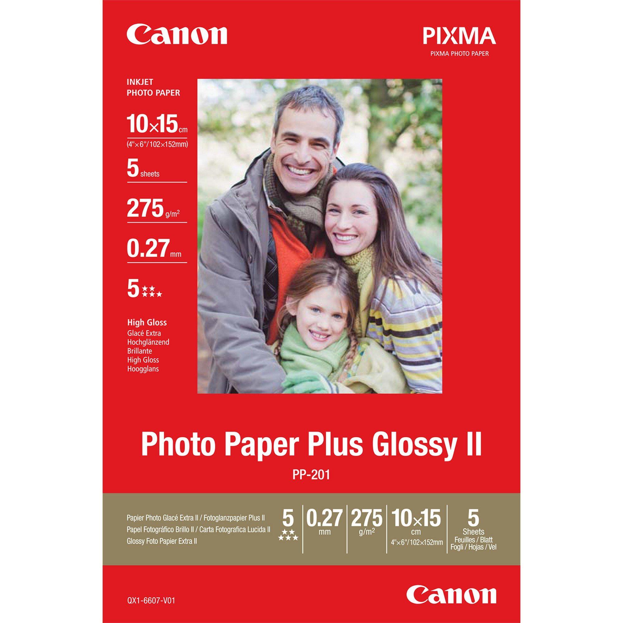 Papel Fotográfico CANON PP-201 (10 x 15 cm - 5 folhas - Brilho)