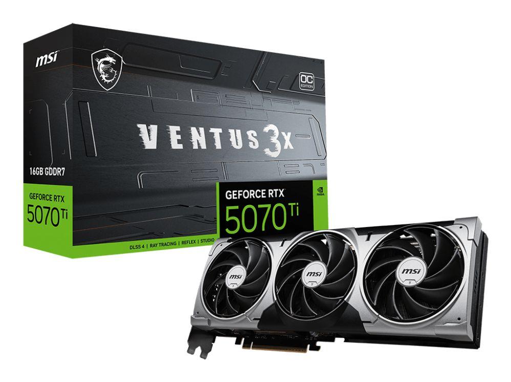 Placa Gráfica MSI GeForce RTX 5070 Ti VENTUS 3X OC (GeForce RTX 5070 Ti - 28 Gbps - Altura total/comprimento total - Preto e Alumínio), miniatura 6