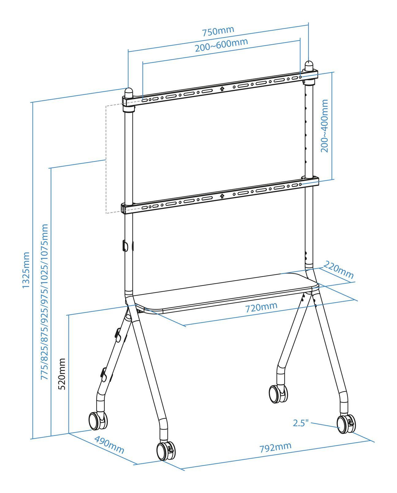 Suporte de Chão para TV TOOQ FS20207M-W (200 x 200-600 x 400 mm - 2,03 m - 50 kg - Faia e Branco), miniatura 7