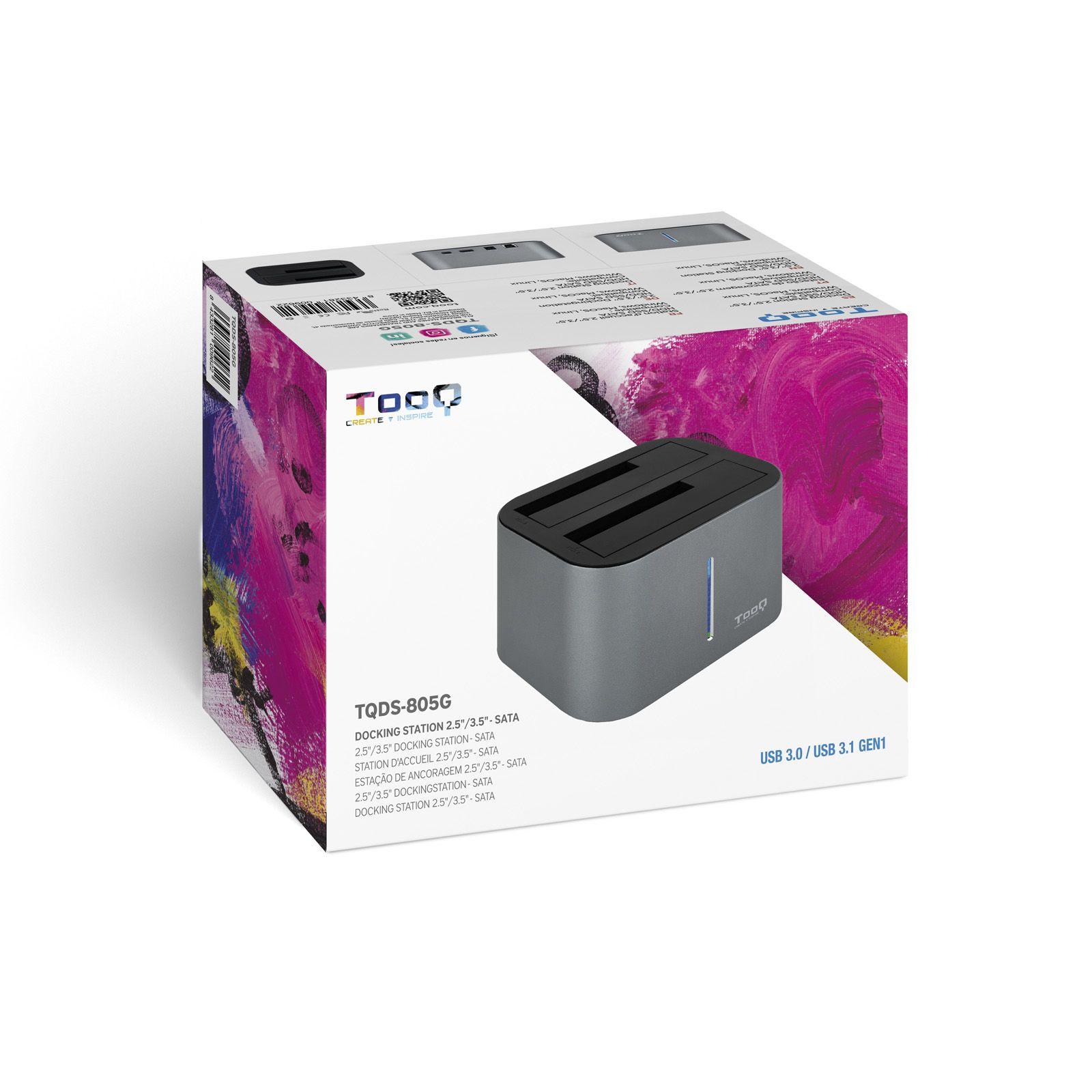 Docking Station para Discos SATA TOOQ TQDS-805G (8 TB - 2.5,3.5 " - Alumínio), miniatura 7