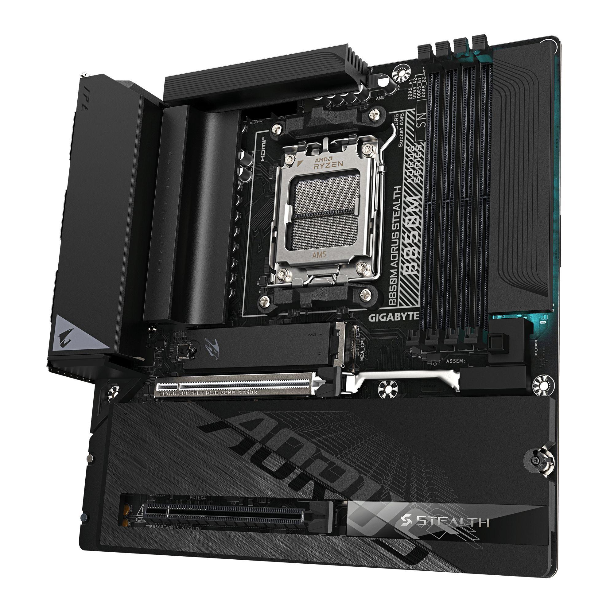 Motherboard GIGABYTE B850M AORUS STEALTH (AM5 - Micro ATX - Duplo canal - Preto), miniatura 4