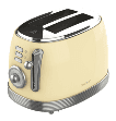 Torradeira CECOTEC Toast&Taste 800 Vintage (850 W - 2 fatias - Cromado, Aço inoxidável - Amarelo)