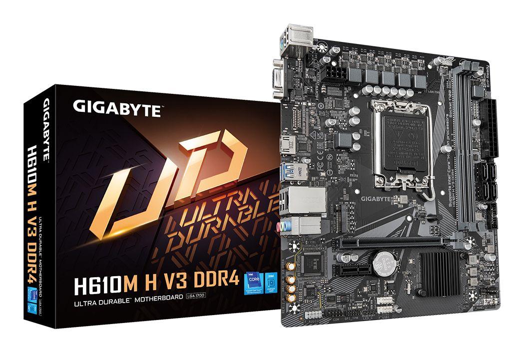 Motherboard GIGABYTE H610M H V3 DDR4 (LGA 1700 - micro ATX - Intel HD Graphics - Preto)