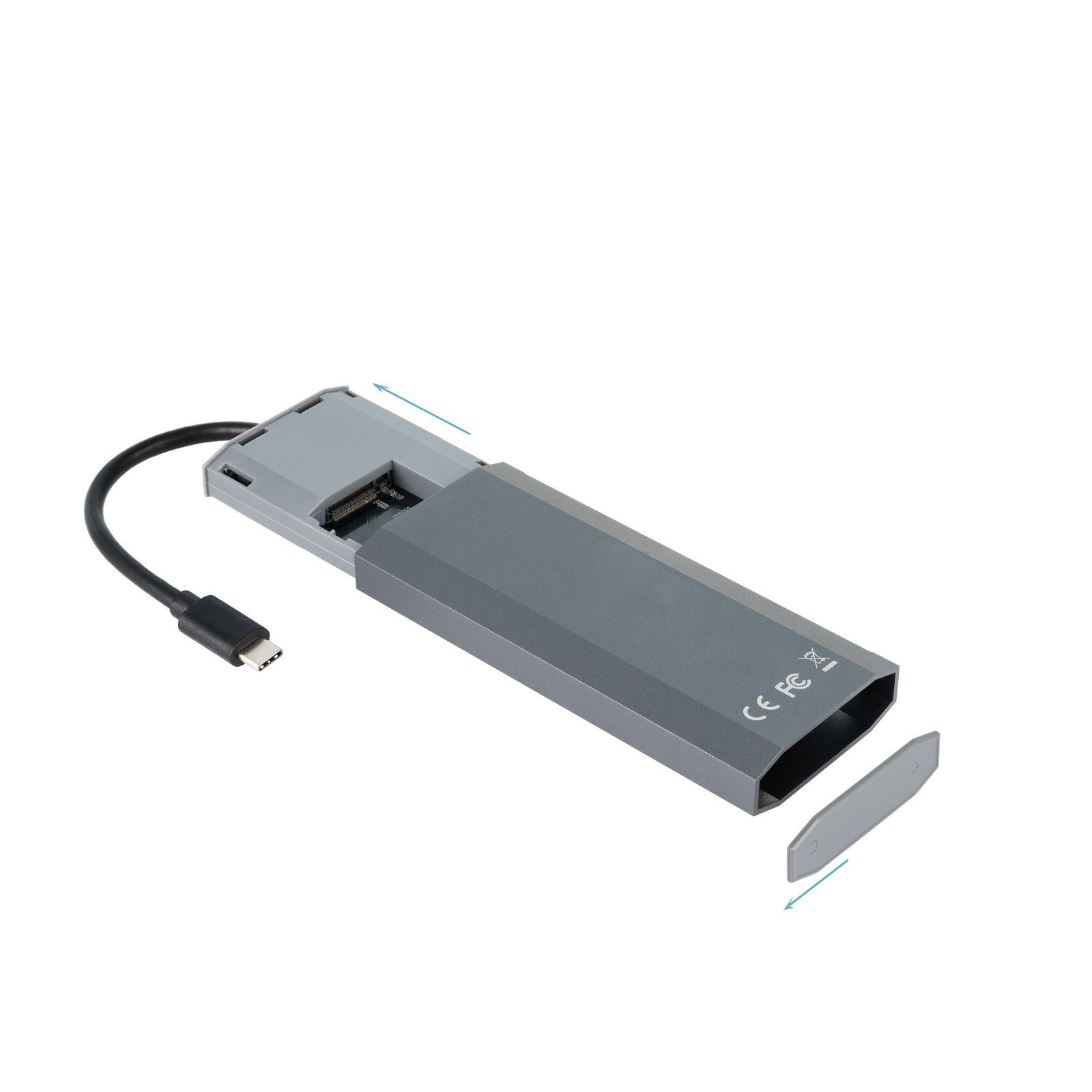 Caixa Externa SSD M.2 com Hub USB-C TOOQ TQE-2241G (8 TB - PCI Express, SATA NVMe - Cinzento) — miniatura 3