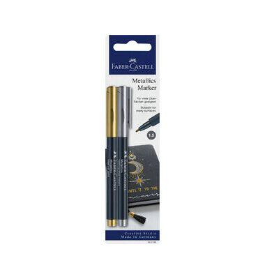 Conjunto de Marcadores Metálicos FABER-CASTELL Metallics 160796 (2 unidades - Dourado e Prateado)