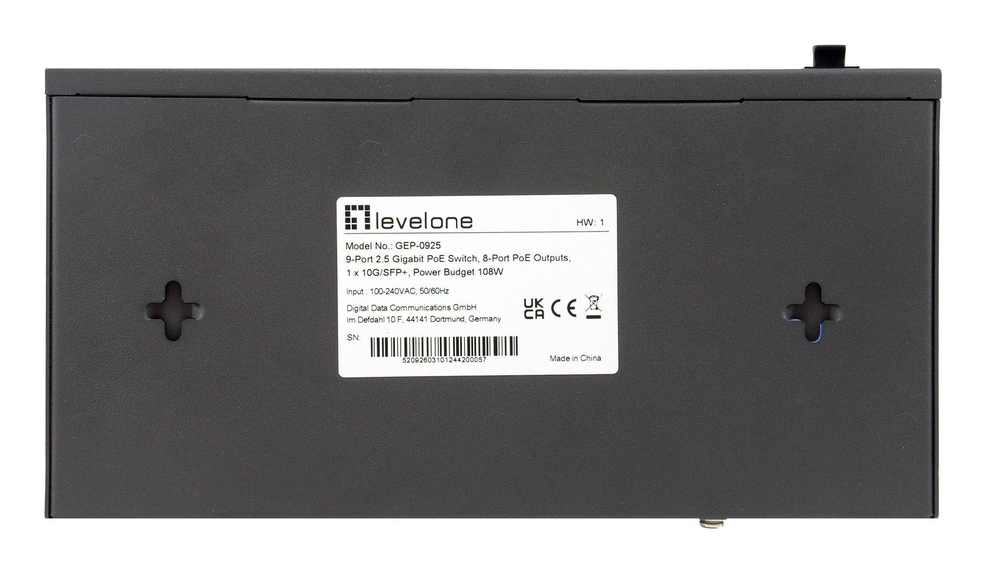 Switch LEVELONE GEP-0925 (2.5G Ethernet - 8 MB - 60 Gbit/s - Preto), miniatura 5