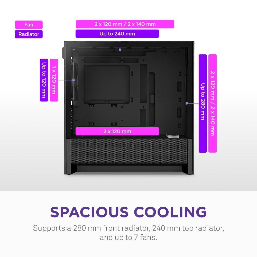 Caixa PC NZXT H3 Flow (2025) (micro ATX, Mini-ITX - Torre média - Mini-ATX, micro-ATX - Preto) — miniatura 6