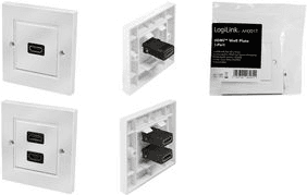 Placa de Parede HDMI LOGILINK AH0018 (2 x HDMI-A fêmea/fêmea - Branco)