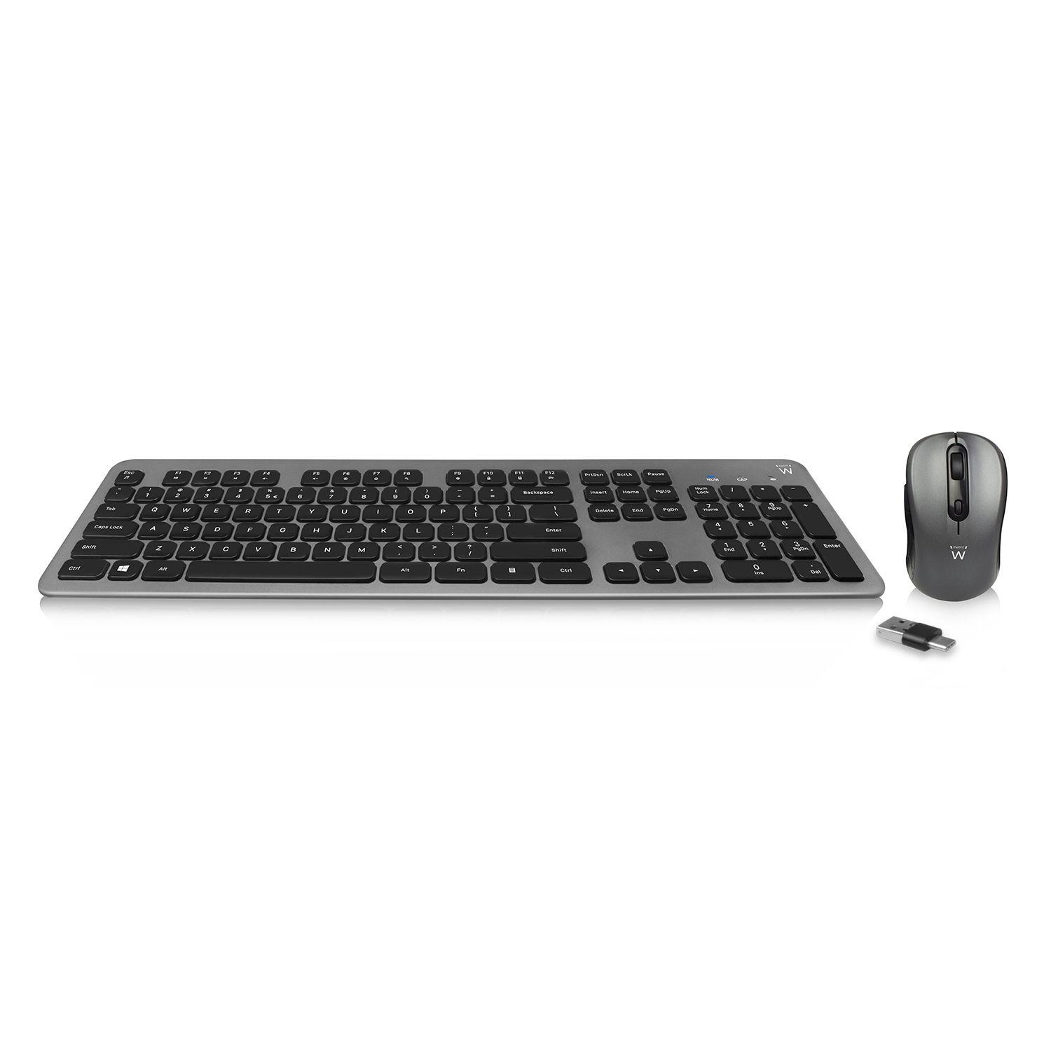 Conjunto de Teclado e Rato EWENT EW3272 (Espanhol - Interruptor de membrana - Tamanho completo - Preto/Cinza)