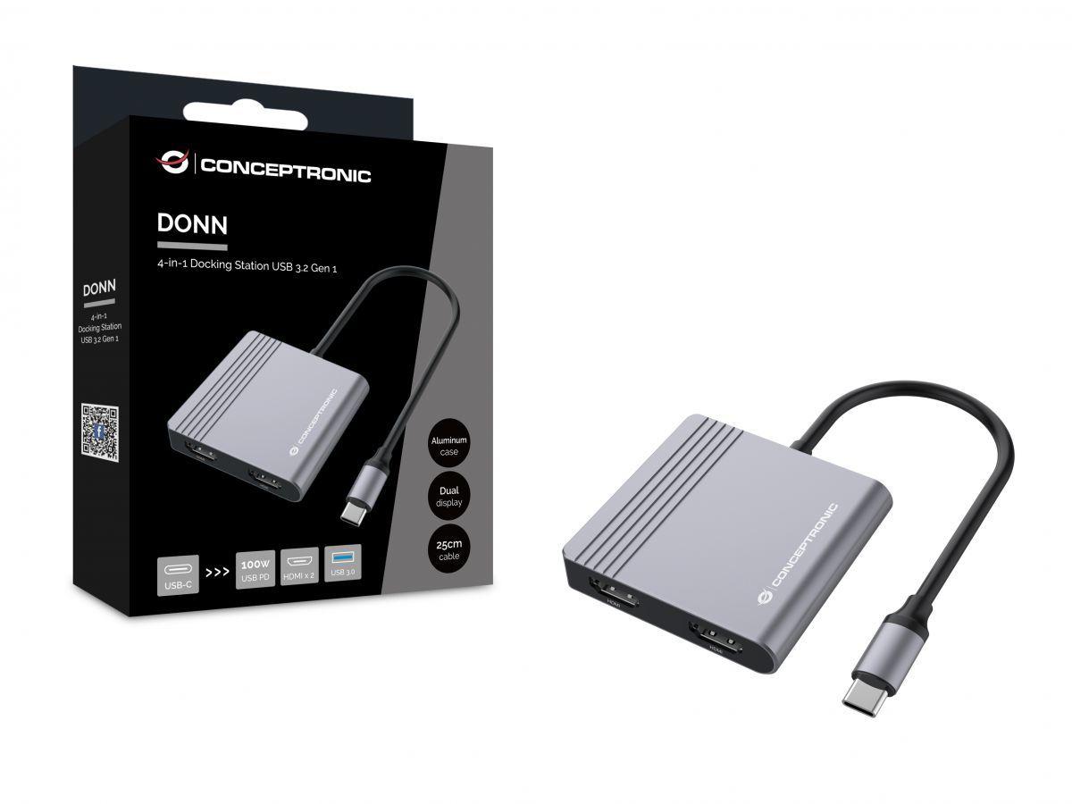 Hub USB-C CONCEPTRONIC DONN13G (0,25 m - Cinzento) — miniatura 4