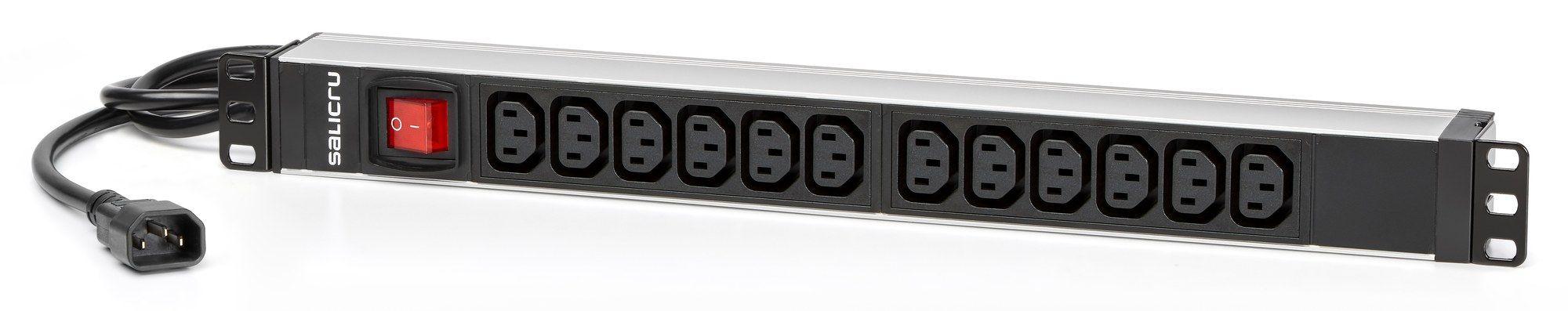 Bloco de Tomadas para Rack SALICRU SPS 12F PDU C13/C14 (Saída IEC C13; entrada IEC C14 - Preto)