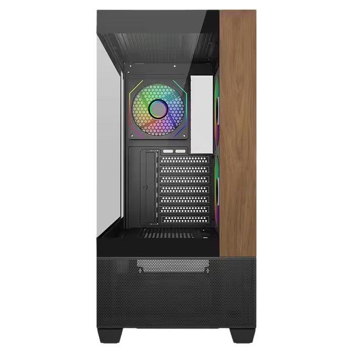 Caixa PC COOLER MASTER Elite 690 Wood (ATX, ITX, micro ATX - Midi Tower - Aço, vidro temperado, madeira - Preto) — miniatura 3