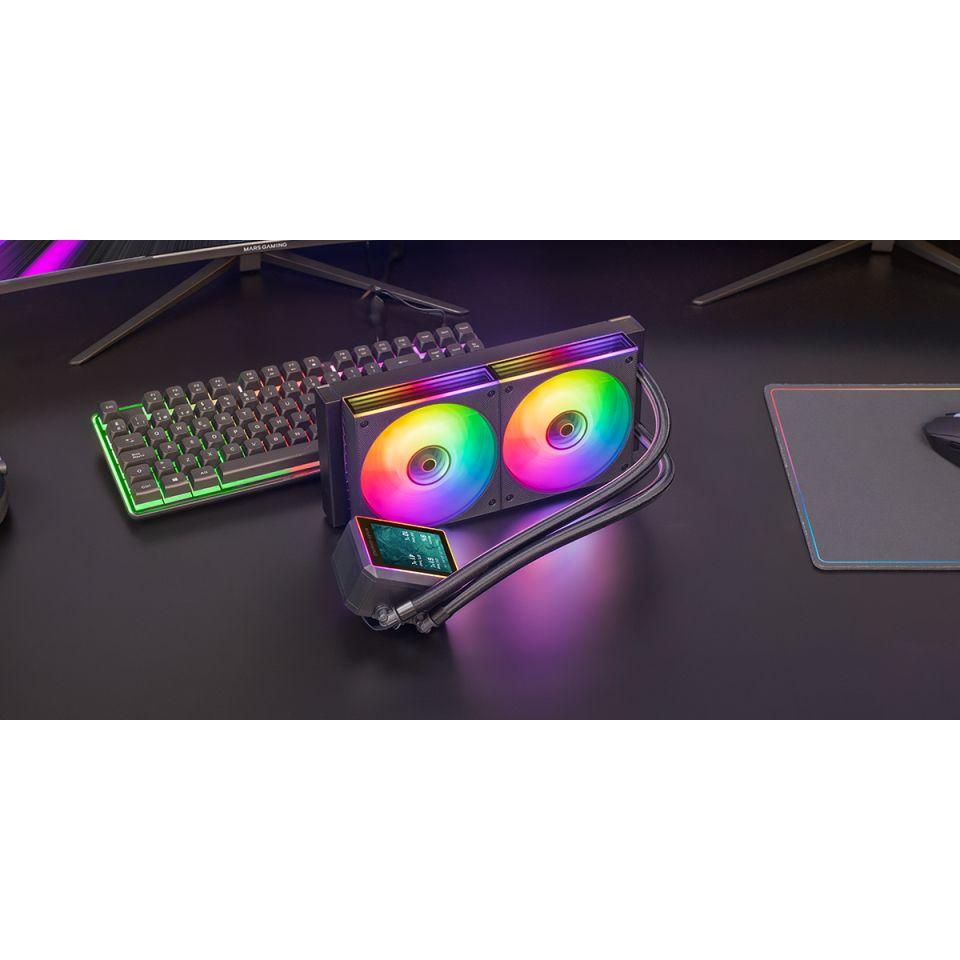 Kit de Refrigeração Líquida MARS GAMING MLVISIONII240 (120 mm - 2 ventoinhas - 2300 RPM - Preto) — miniatura 5