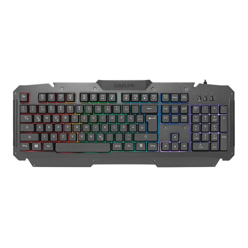 Conjunto Teclado, Rato e Tapete Gaming LOGILINK ID0185 (Inglês - Membrana - Tamanho completo - Preto) — miniatura 2