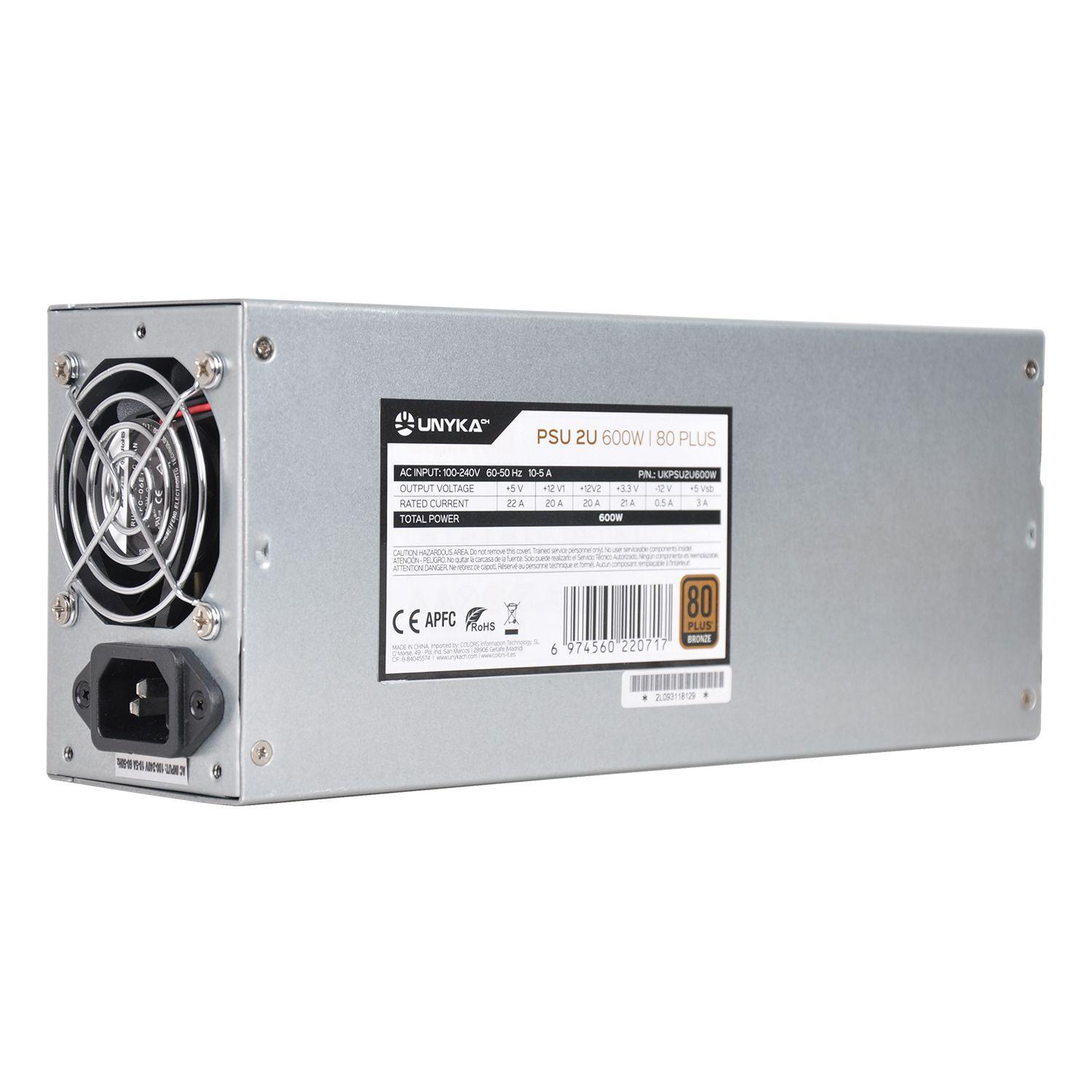 Fonte de Alimentação Flex ATX 2U UNYKACH UKPSU2U600W (2U - 600 W - 80 PLUS Bronze - Prateado), miniatura 2