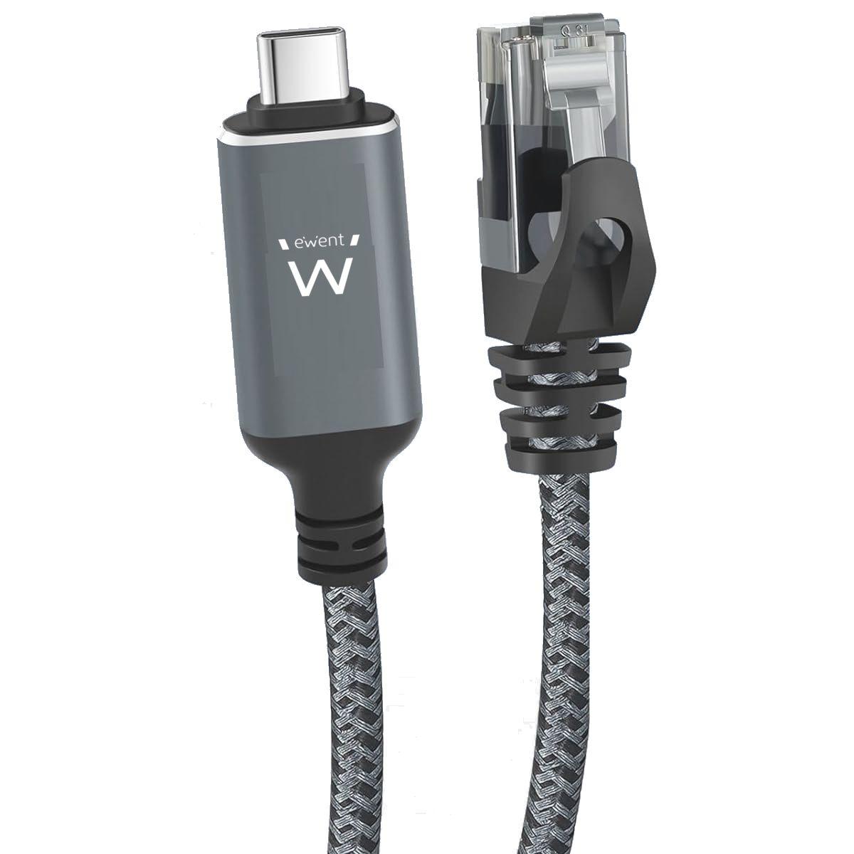 Cabo Adaptador de Rede EWENT EC2000 (1 m - Cat6 - RJ-45 - Preto e Cinzento)